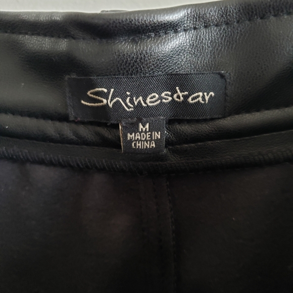 Shine Star Collection Faux Leather Painter Style Pants Synched Ankles W Med.NWT - Picture 5 of 11